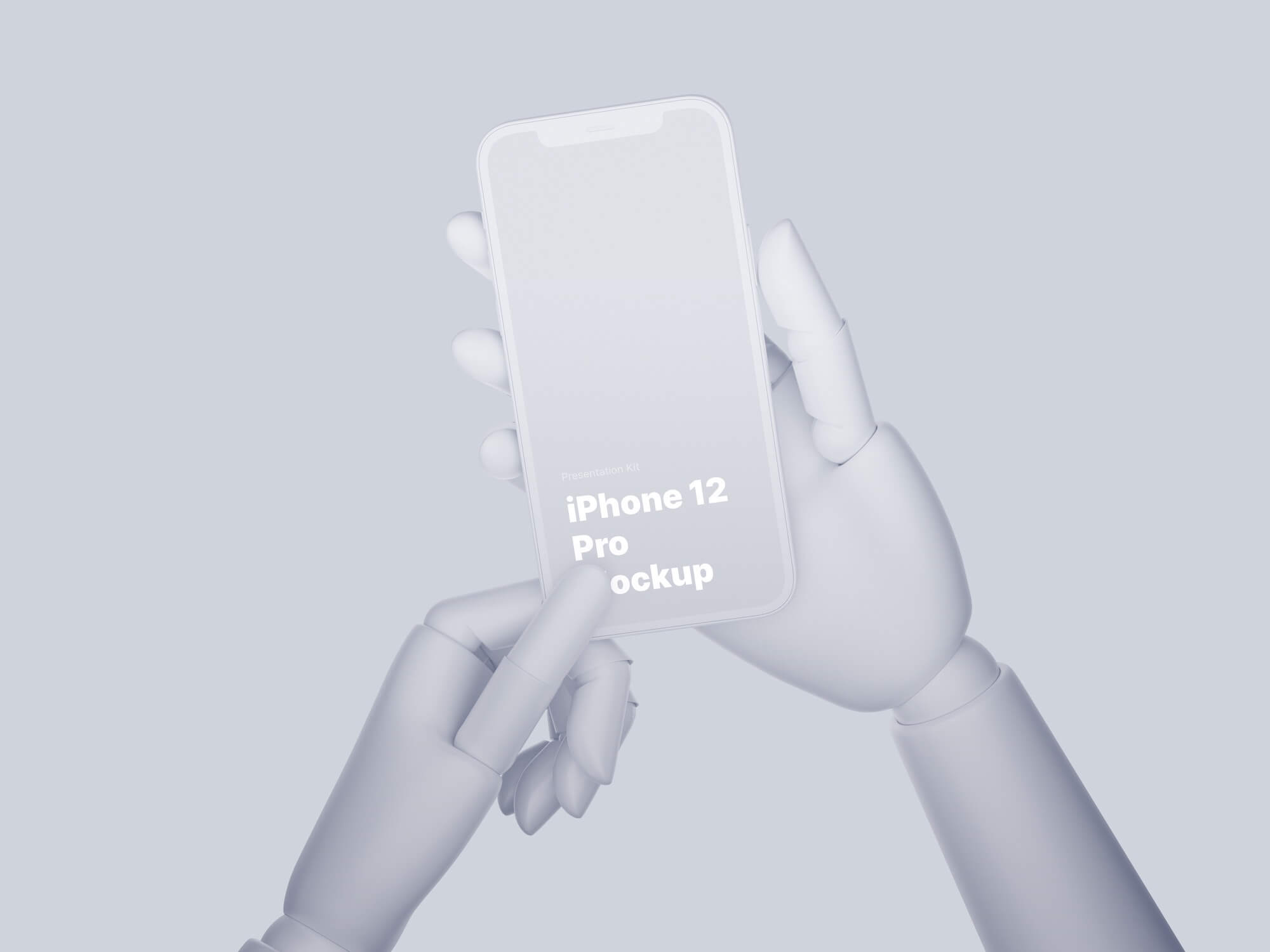 Wooden Hands iPhone 12 Pro Clay Mockups, Scene 13