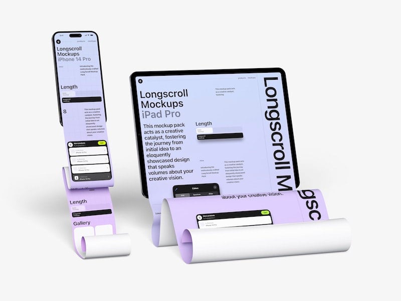 iPad and iPhone Longscroll Mockup, 006