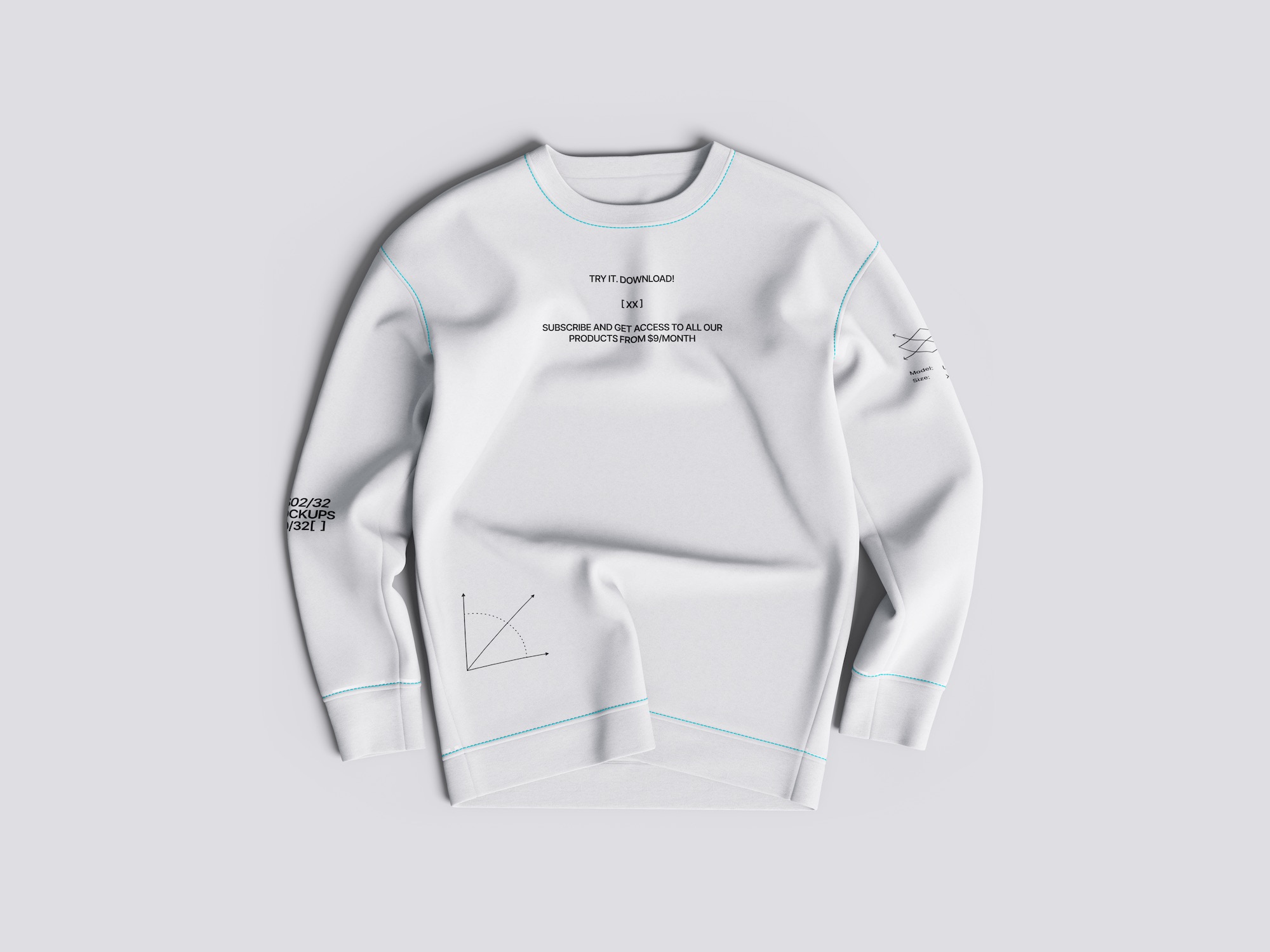 Sweatshirt top view mockup, scene 02